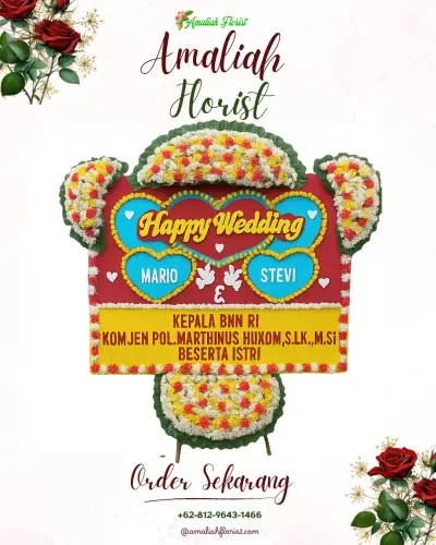 Karangan Papan Bunga Pernikahan di Cikalongkulon